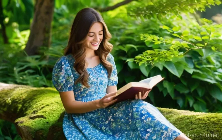 VR 마케팅 캠페인 - **Prompt:** A young woman in her early twenties, with long, flowing brown hair, is sitting gracefull...