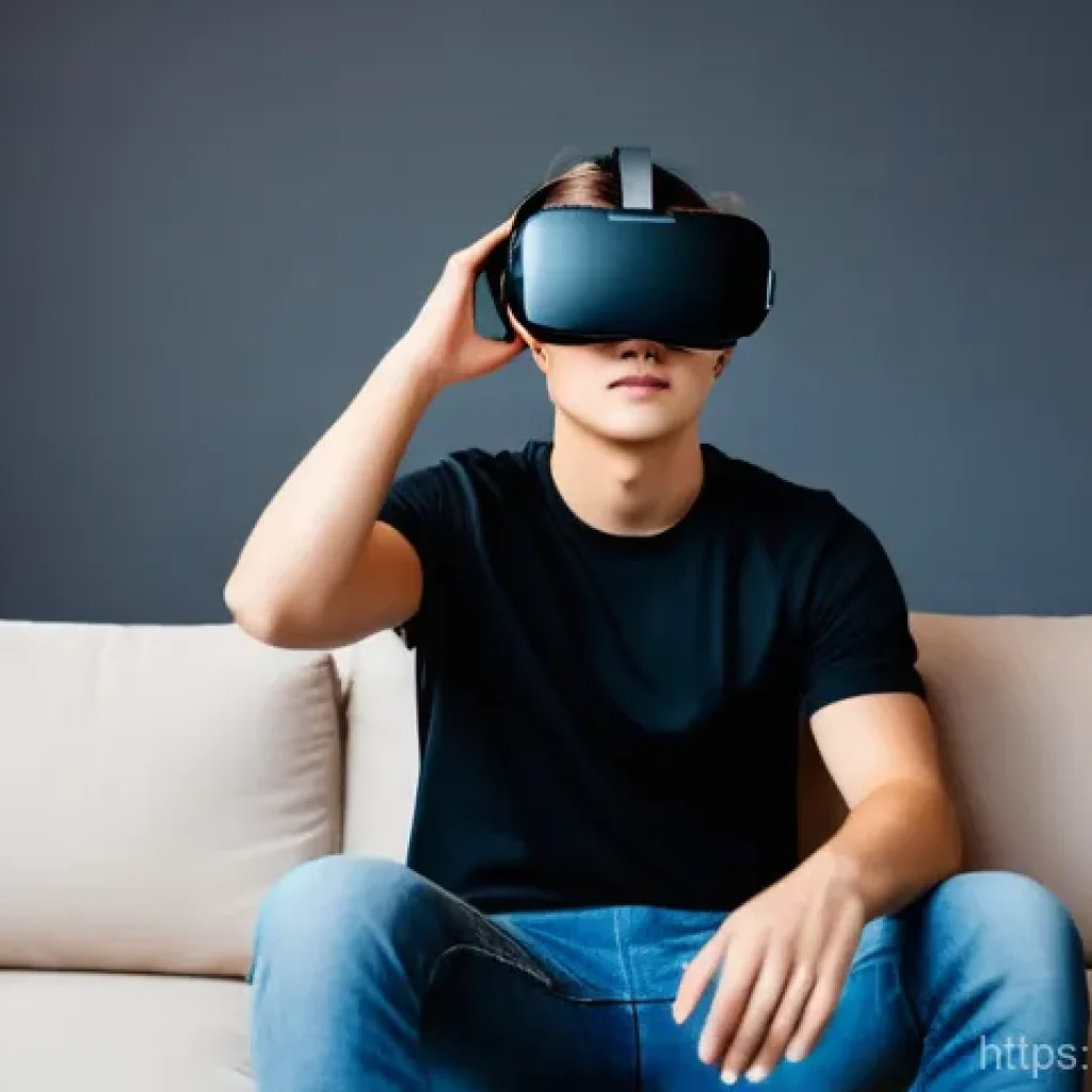 VR 부작용 - **Prompt:** A young adult (20s, gender-neutral appearance) experiencing virtual reality sickness. Th...