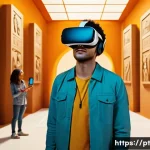 VR 콘텐츠 제작 툴 - A vibrant and futuristic virtual reality classroom scene in Brazil, featuring diverse students weari...
