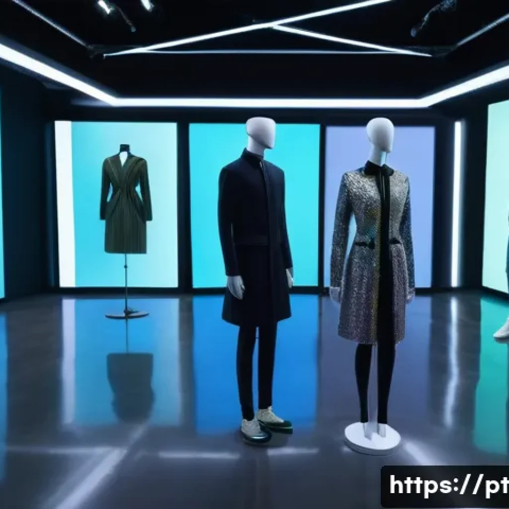 VR를 활용한 패션 디자인 - A futuristic fashion designer’s studio showcasing a high-tech virtual reality setup, with a diverse ...